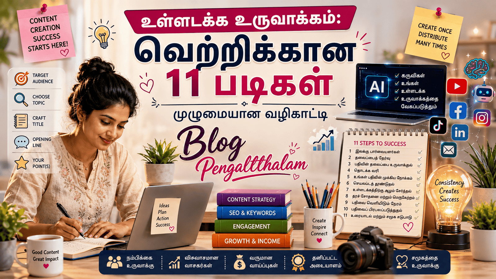 உள்ளடக்க உருவாக்கம்: வெற்றிக்கான 11 படிகள் | முழுமையான வழிகாட்டி Blog Pengalthalam